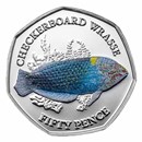 2021 BIOT Silver Proof 50 pence Sea Creatures: Checkerboard Fish