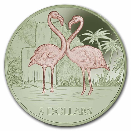2021 British Virgin Islands Bi-Color Titanium $5 Flamingo Proof
