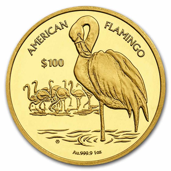 2021 BVI 1 oz Gold Flamingo Cameo BU 2021 BVI 1 oz Gold Flamingo Cameo BU