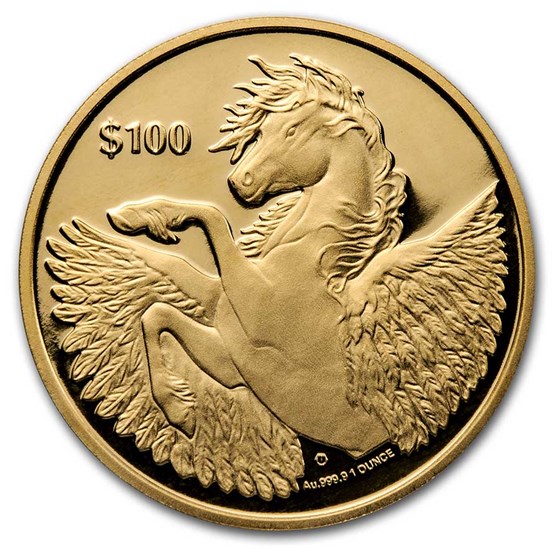 2021 BVI 1 oz Gold Pegasus Reverse Cameo BU