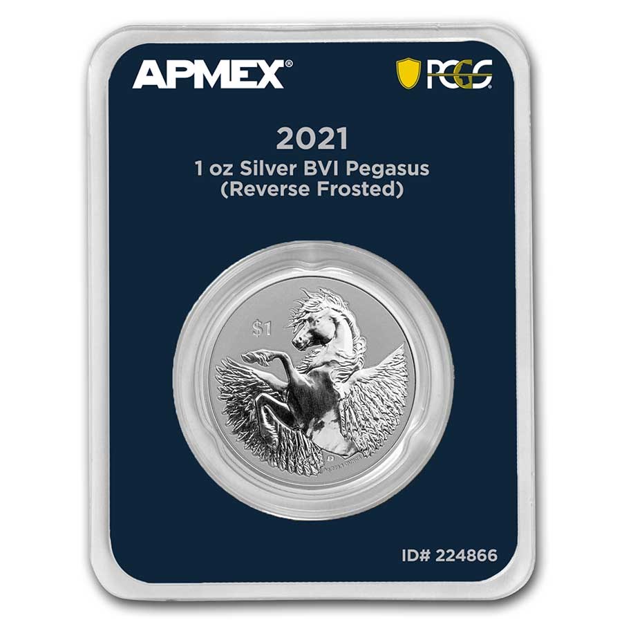 2021 BVI 1 oz Silver Pegasus Rev Cameo (MD® Premier + PCGS FS)