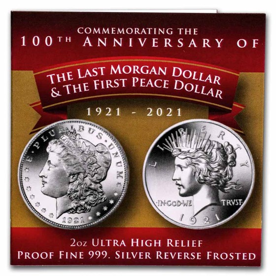 2021 BVI 2 oz Silver UHR Morgan-Peace Dollar (Reverse Frosted)