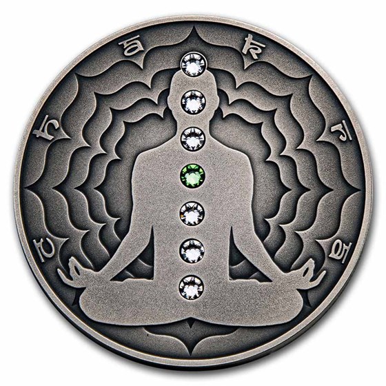 2021 Cameroon 2 oz Silver Antique Chakra; Anahata 2021 Cameroon 2 oz Silver Antique Chakra; Anahata