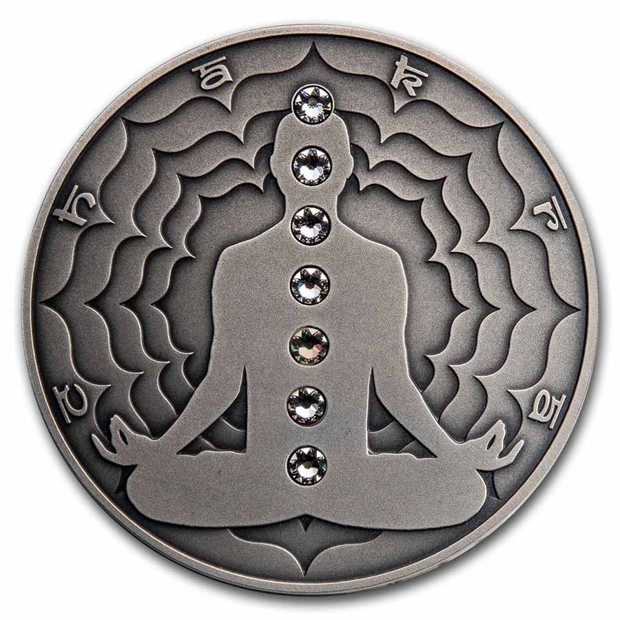 2021 Cameroon 2 oz Silver Antique Chakra; Manipura