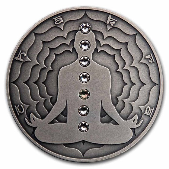 2021 Cameroon 2 oz Silver Antique Chakra; Manipura 2021 Cameroon 2 oz Silver Antique Chakra; Manipura