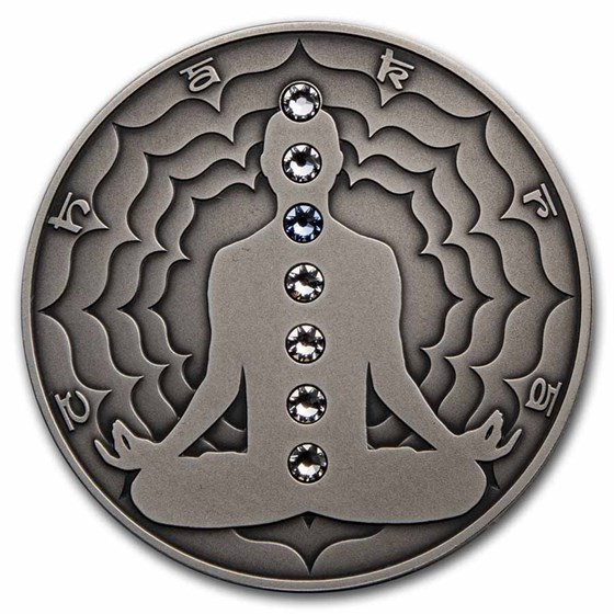 2021 Cameroon 2 oz Silver Antique Chakra; Vishuddha 2021 Cameroon 2 oz Silver Antique Chakra; Vishuddha