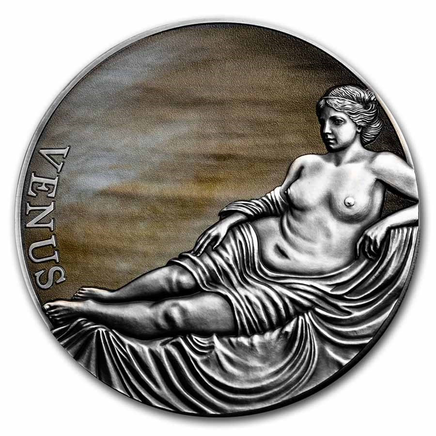2021 Cameroon 3 oz Antique Silver Planets and Gods; Venus