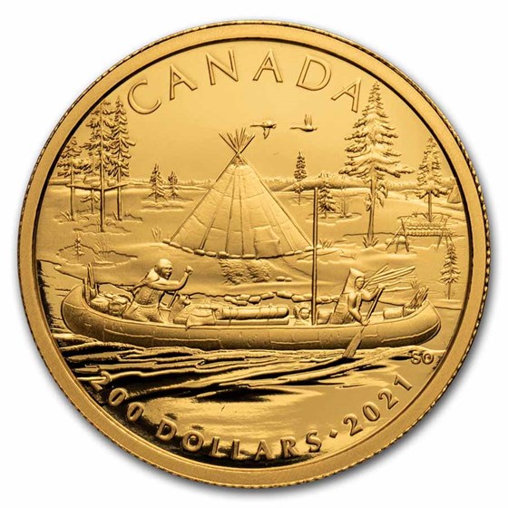 2021 Canada 1/2 oz Gold $200 Early Canadian History The Fur Trade