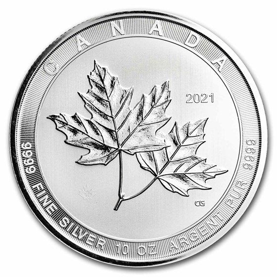 2021 Canada 10 oz Silver $50 Magnificent Maple Leaves BU 2021 Canada 10 oz Silver $50 Magnificent Maple Leaves BU