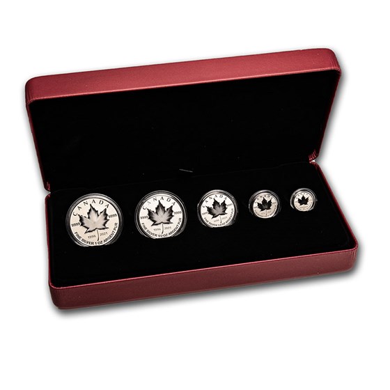 2021 Canada 5-Coin Silver Pulsating Maple Leaf Fractional Set