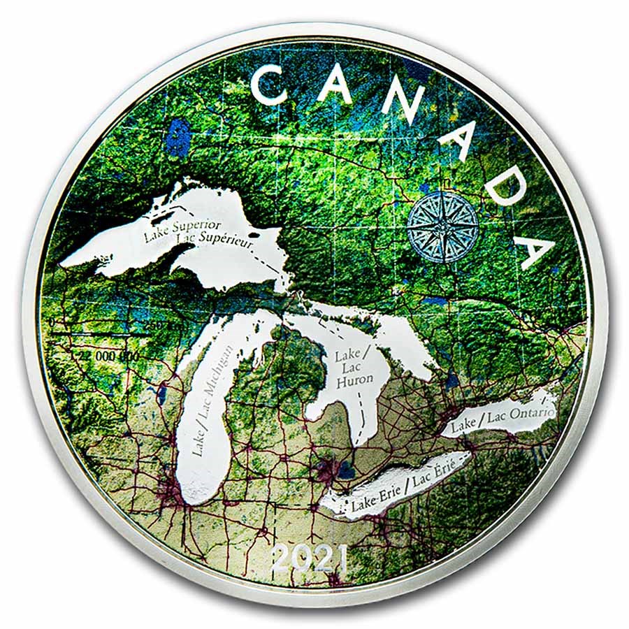2021 Canada 5 oz Silver $50 Great Lakes Tribute Proof