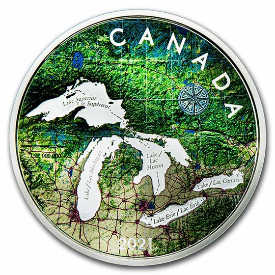 2021 Canada 5 oz Silver $50 Great Lakes Tribute 2021 Canada 5 oz Silver $50 Great Lakes Tribute