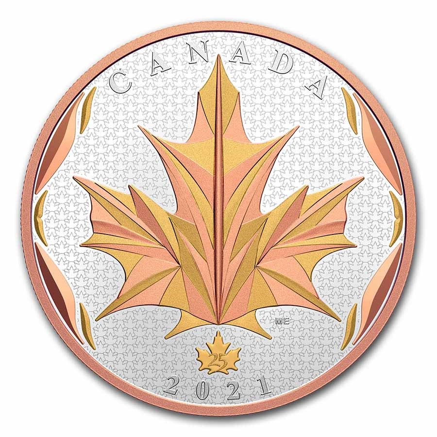2021 Canada 5 oz Silver Maple Leaves in Motion