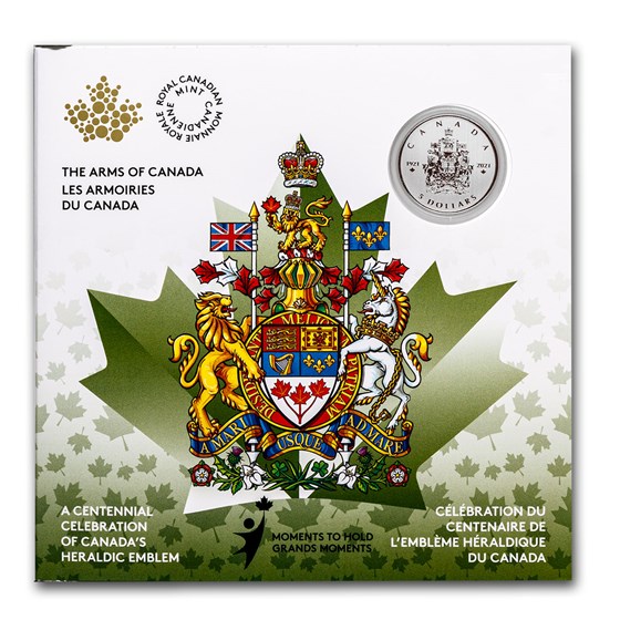 2021 Canada $5 Silver Moments to Hold: Arms of Canada