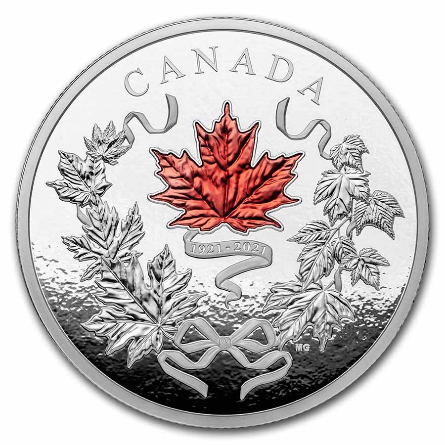 2021 Canada Silver 10 oz $100 Our National Colors