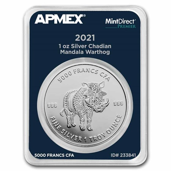 2021 Chad 1 oz Silver Mandala Warthog (MD Premier® Single) 2021 Chad 1 oz Silver Mandala Warthog (MD Premier® Single)