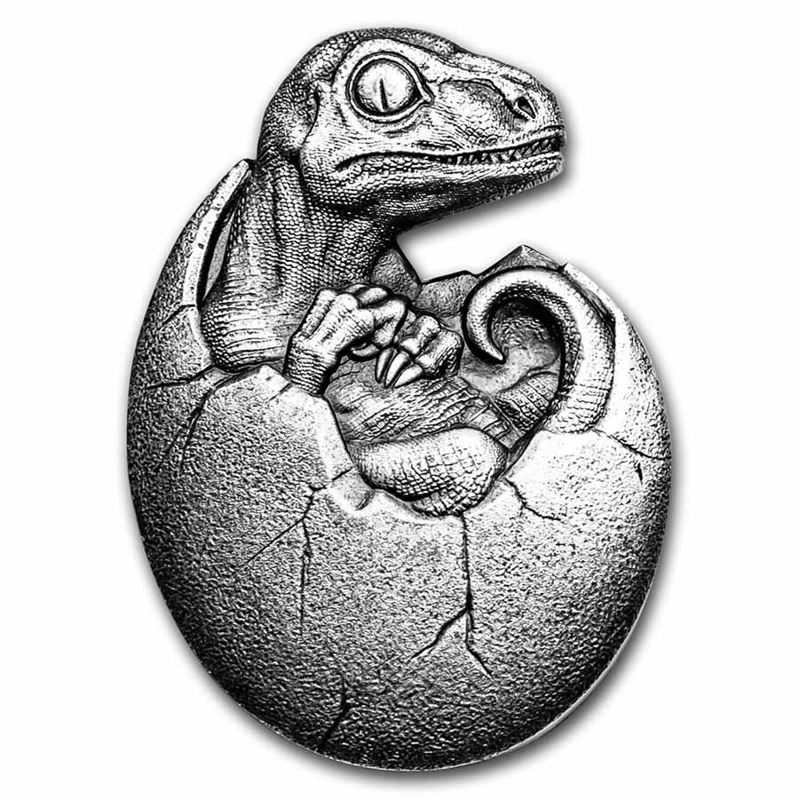 Buy 2021 Chad 2 oz Silver Hatched Series: Antique Velociraptor | APMEX