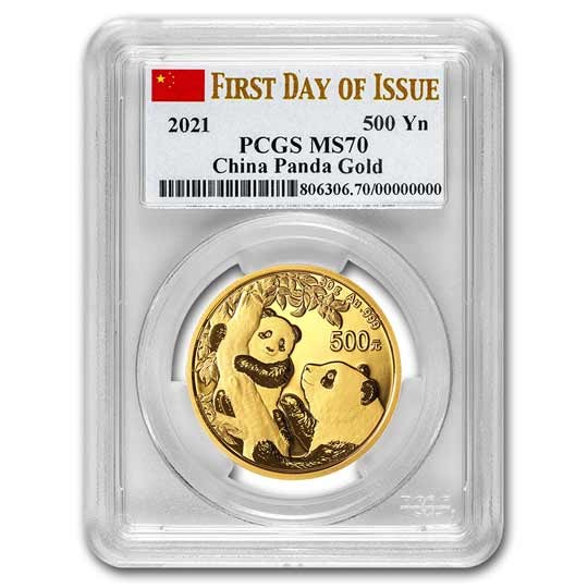 2021 China 30 gram Gold Panda MS-70 PCGS (FDI, Flag Label) 2021 China 30 gram Gold Panda MS-70 PCGS (FDI, Flag Label)