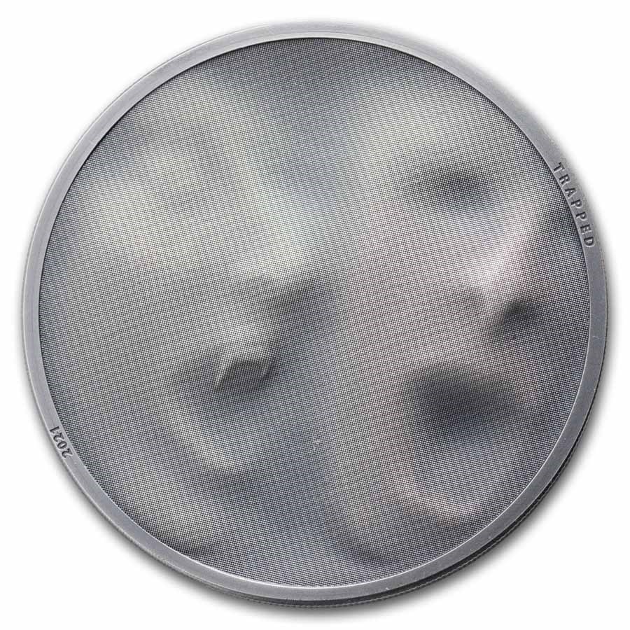 2021 Cook Islands 1 oz Antique Silver Trap Attack (Coin Only)