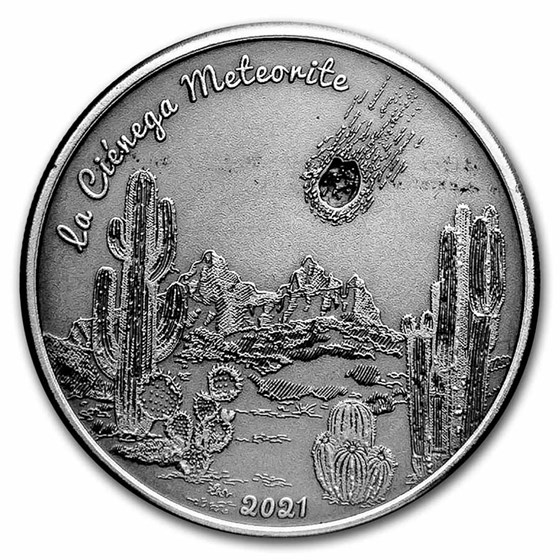2021 Cook Islands 1 oz Silver Antique La Ciénega Meteorite 2021 Cook Islands 1 oz Silver Antique La Ciénega Meteorite