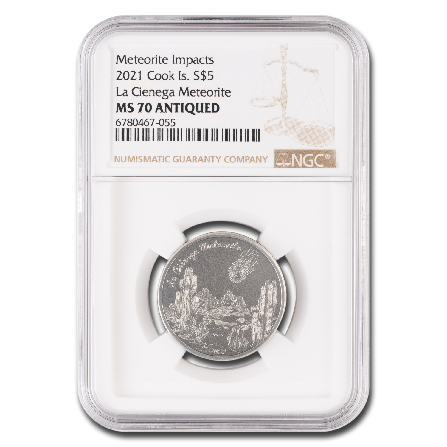 Buy 2021 Cook Islands 1 oz Silver La Ciénega Meteorite MS-70 NGC