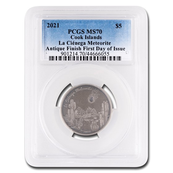 2021 Cook Islands 1 oz Silver La Ciénega Meteorite MS-70 PCGS FDI 2021 Cook Islands 1 oz Silver La Ciénega Meteorite MS-70 PCGS FDI