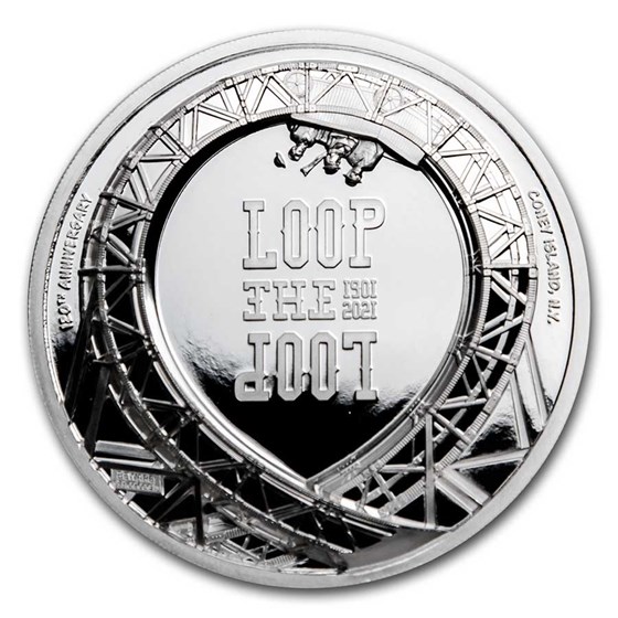 2021 Cook Islands 1 oz Silver Loop The Loop Roller Coaster 2021 Cook Islands 1 oz Silver Loop The Loop Roller Coaster