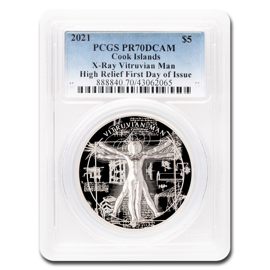 2021 Cook Islands 1 oz Silver X-Ray: Vitruvian Man PR-70 PCGS FDI