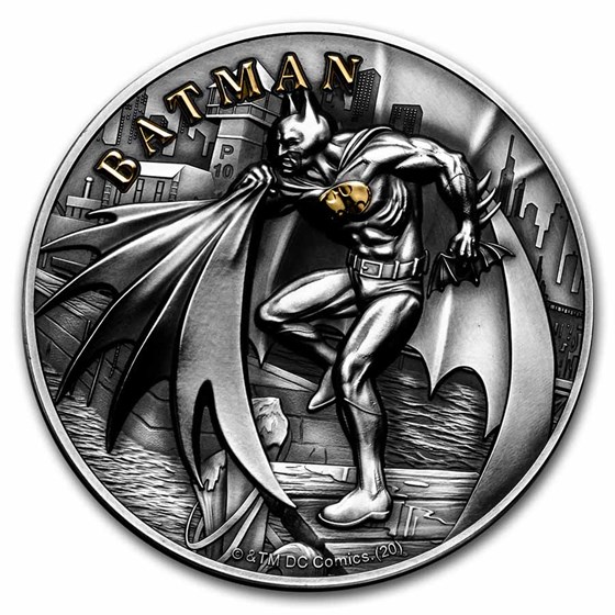 2021 Cook Islands 2 oz Antique Silver Batman 2021 Cook Islands 2 oz Antique Silver Batman