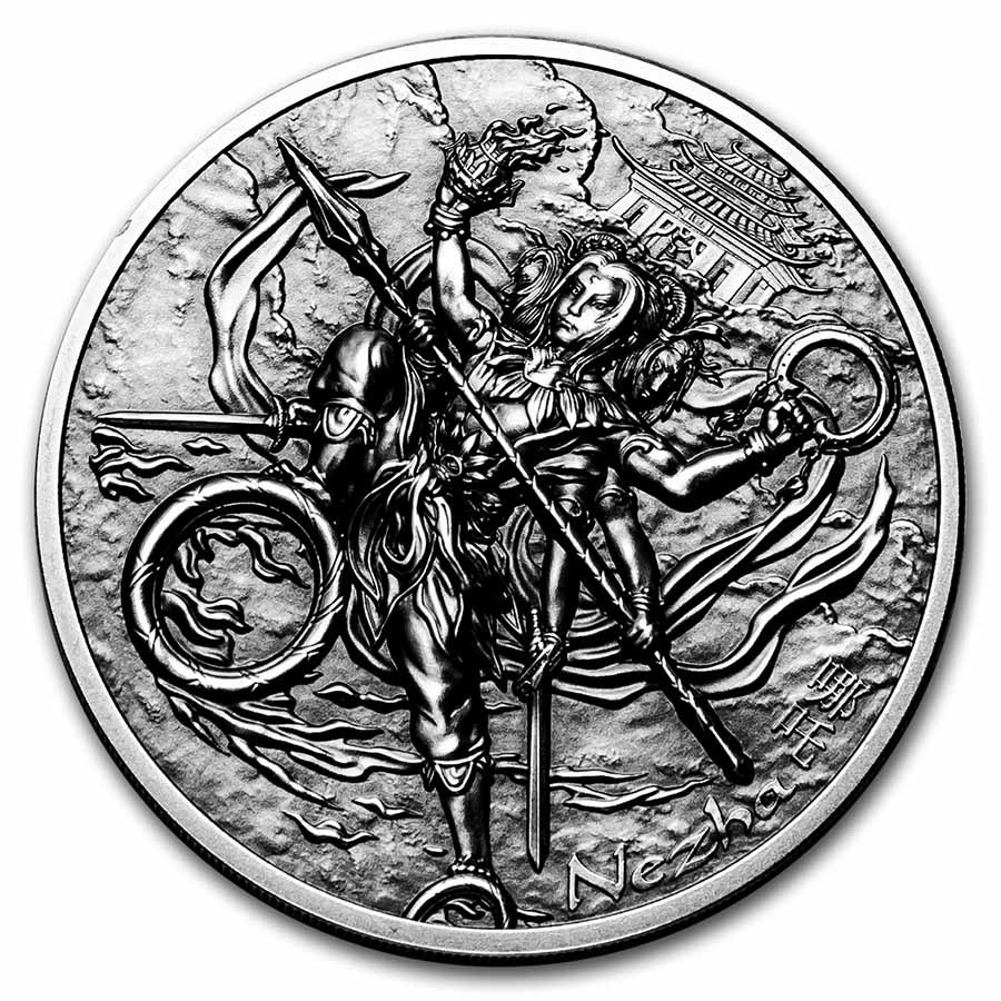 2021 Cook Islands 2 oz Silver UH Relief Mythology Weapons: Nezha