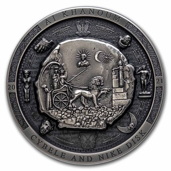 2021 Cook Islands 3 oz Antique Silver Bactrian Cybele Disk 2021 Cook Islands 3 oz Antique Silver Bactrian Cybele Disk