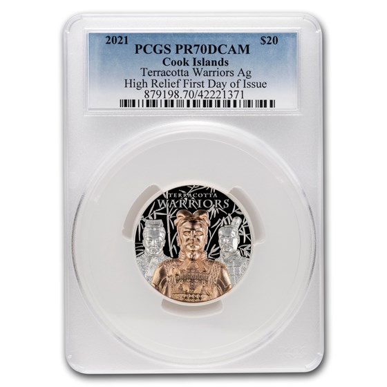 2021 Cook Islands 3 oz Silver Terracotta Warriors PR-70 PCGS 2021 Cook Islands 3 oz Silver Terracotta Warriors PR-70 PCGS