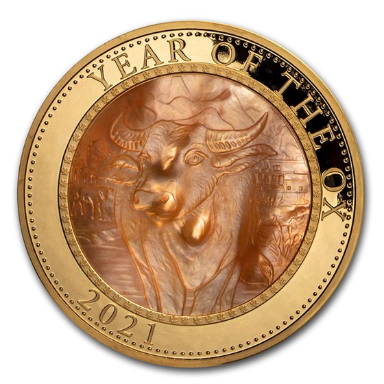 2021 Cook Islands 5 oz Gold Mother of Pearl Year of the Ox 2021 Cook Islands 5 oz Gold Mother of Pearl Year of the Ox