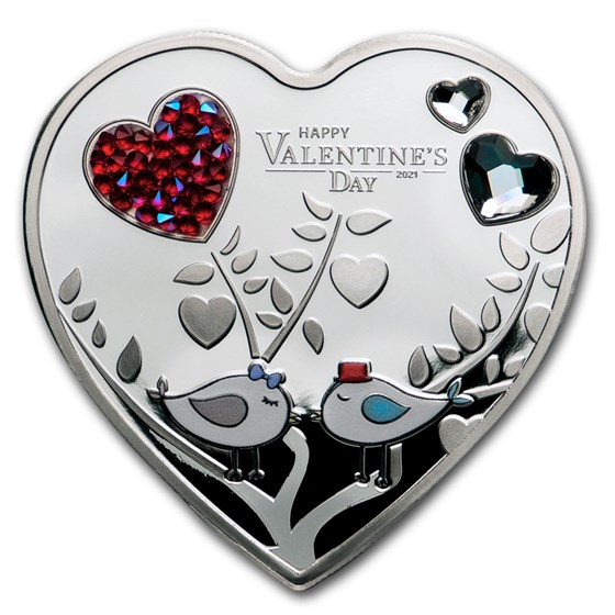 2021 Cook Islands Silver Happy Valentine's Day Heart Shape 2021 Cook Islands Silver Happy Valentine's Day Heart Shape