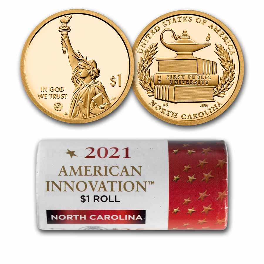 2021-D American Innovation $1 First University 25-Coin Roll (NC)