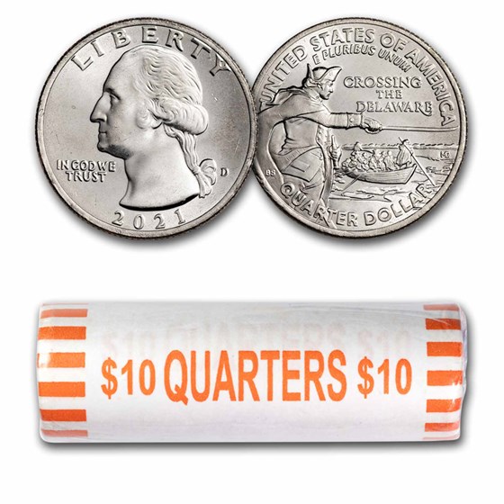 2021-D Washington Crossing the Delaware Quarter 40-Coin Roll BU 2021-D Washington Crossing the Delaware Quarter 40-Coin Roll BU