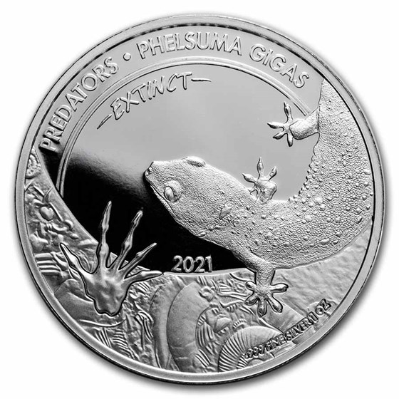 2021 Dem. Republic of Congo 1 oz Silver Predator Phelsuma Gigas 2021 Dem. Republic of Congo 1 oz Silver Predator Phelsuma Gigas