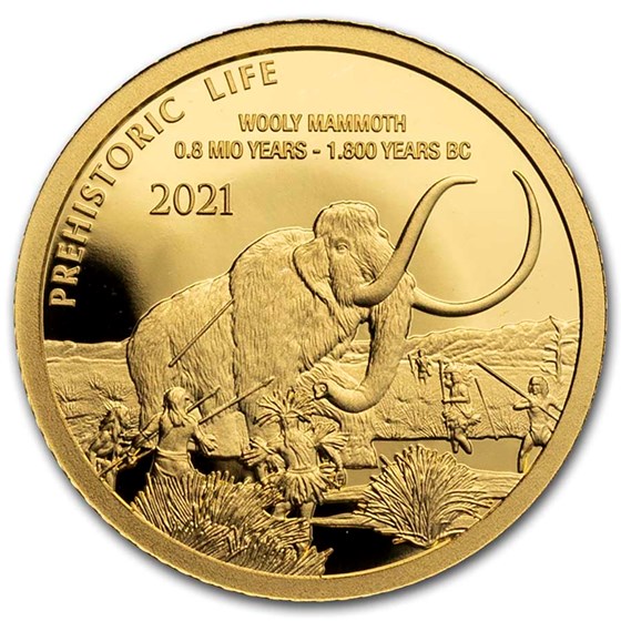 2021 Democratic Rep. of Congo 1/2 gram Gold Wooly Mammoth BU 2021 Democratic Rep. of Congo 1/2 gram Gold Wooly Mammoth BU