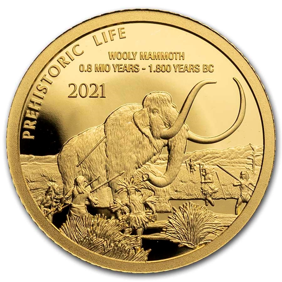 2021 Democratic Rep. of Congo 1/2 gram Gold Wooly Mammoth BU