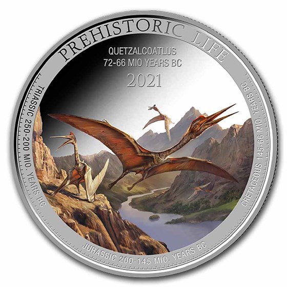 2021 Democratic Rep. of Congo 1 oz Silver Quetzalcoatlus Color 2021 Democratic Rep. of Congo 1 oz Silver Quetzalcoatlus Color