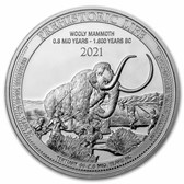2021 Democratic Rep. of Congo 1 oz Silver Wooly Mammoth BU