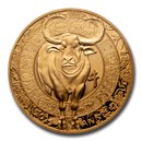 2021 France 1/4 oz Gold €50 Year of the Ox Proof (Lunar)