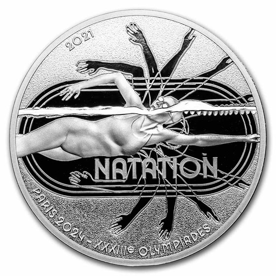2021 France €10 Silver Paris 2024 Sports Series Swimming 2021 France €10 Silver Paris 2024 Sports Series Swimming