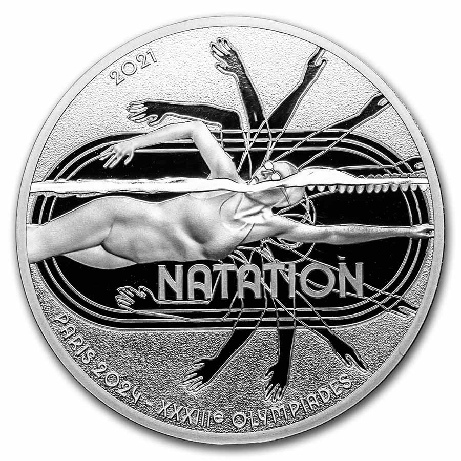 2021 France €10 Silver Paris 2024 Sports Series Swimming