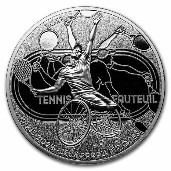 2021 France €10 Silver Paris 2024 Sports Series Wheelchair Tennis 2021 France €10 Silver Paris 2024 Sports Series Wheelchair Tennis