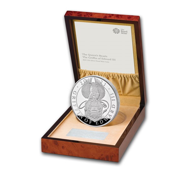 2021 GB 1 kilo Silver Queen's Beast Griffin Proof (w/Box, COA) 2021 GB 1 kilo Silver Queen's Beast Griffin Proof (w/Box, COA)