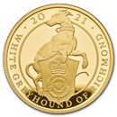 2021 GB 1 oz Gold Queen's Beasts Greyhound Proof (w/Box & COA)