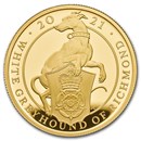 2021 GB 1 oz Gold Queen's Beasts Greyhound Proof (w/Box & COA)