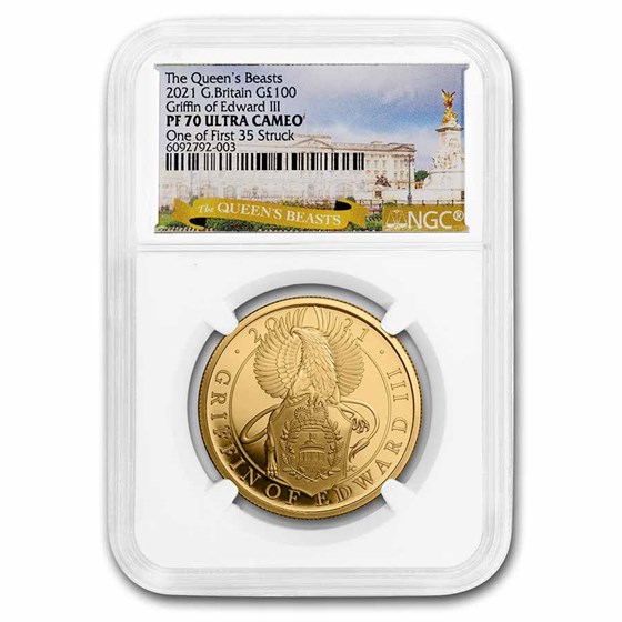 2021 GB 1 oz Gold Queen's Beasts Griffin PF-70 NGC (First Strike)