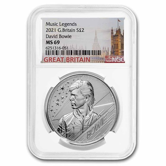 2021 GB 1 oz Silver Music Legends: David Bowie MS-69 NGC 2021 GB 1 oz Silver Music Legends: David Bowie MS-69 NGC